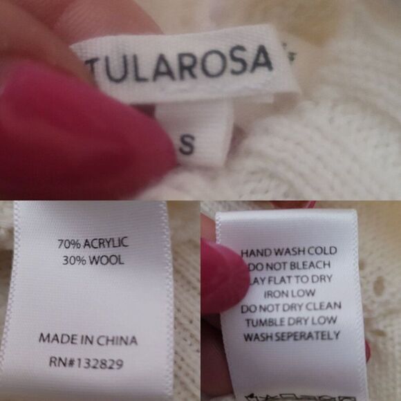 Tularosa Womens Ivory Ruffle Knit Sweater S Wool Bell Sleeve Feminine Soft Girl - Picture 3 of 12